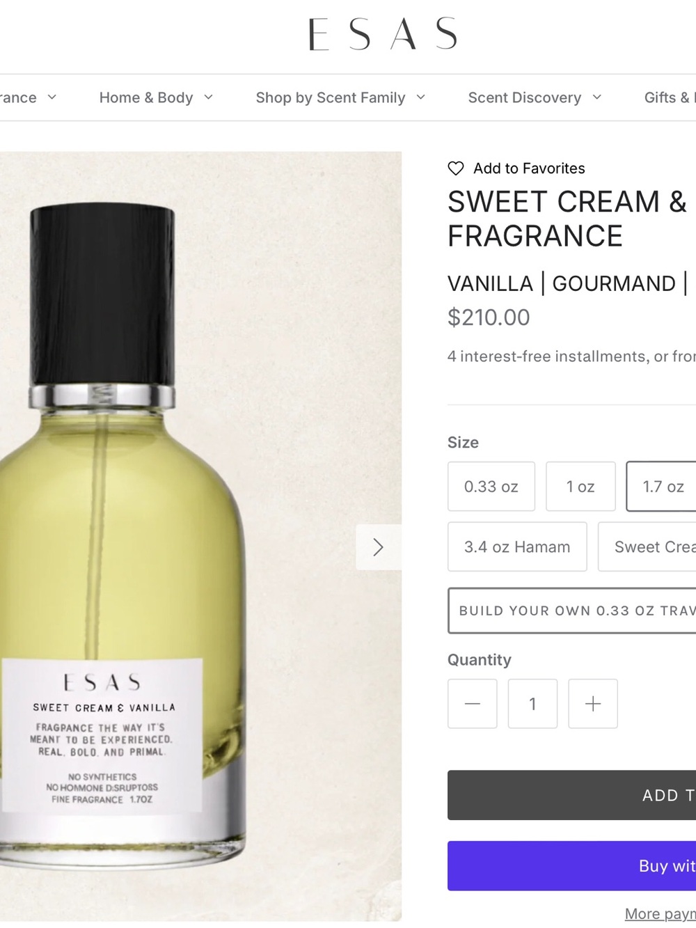 New ESAS Sweet Cream & Vanilla Fragrance